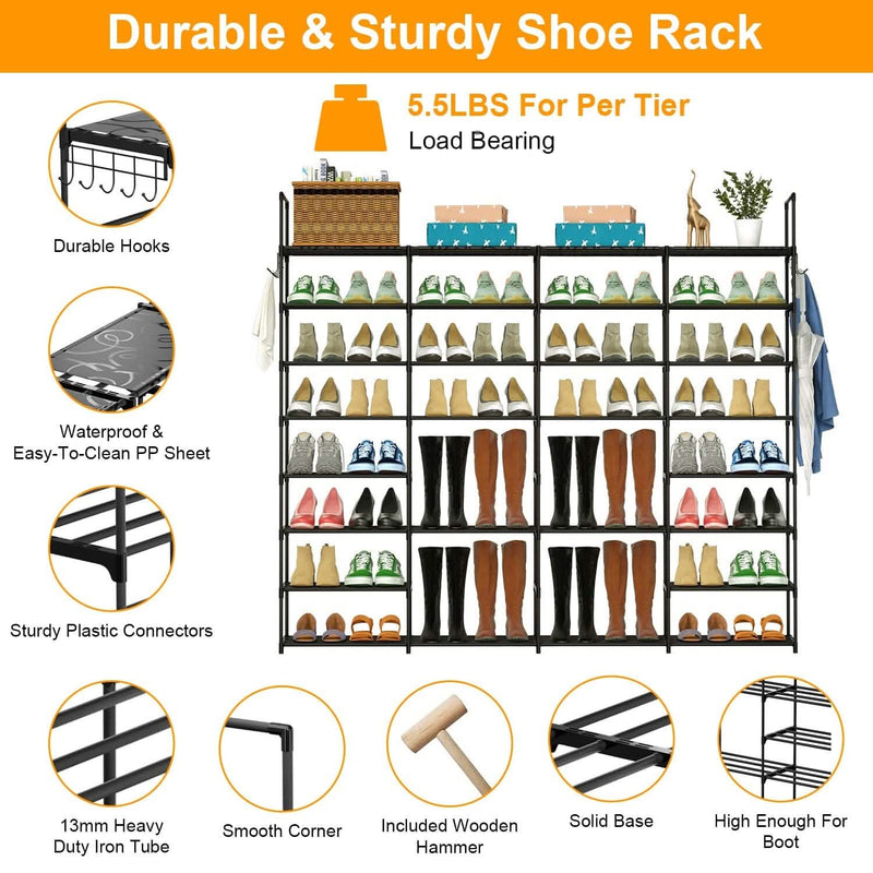 8-Tier Shoe Rack Metal Shoe Storage Shelf Closet & Storage - DailySale