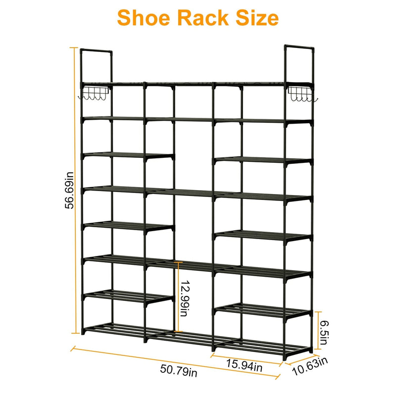 8-Tier Shoe Rack Metal Shoe Storage Shelf