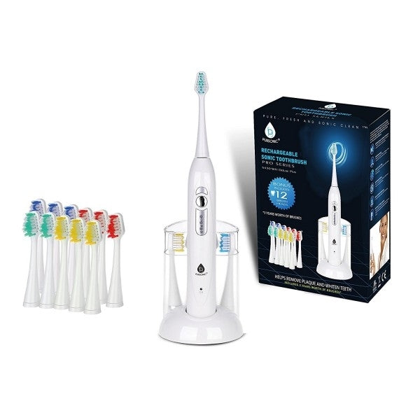 Pursonic S430 Rechargeable Electric Sonic Toothbrush - 12 Brush-Heads Included - DailySale, Inc
