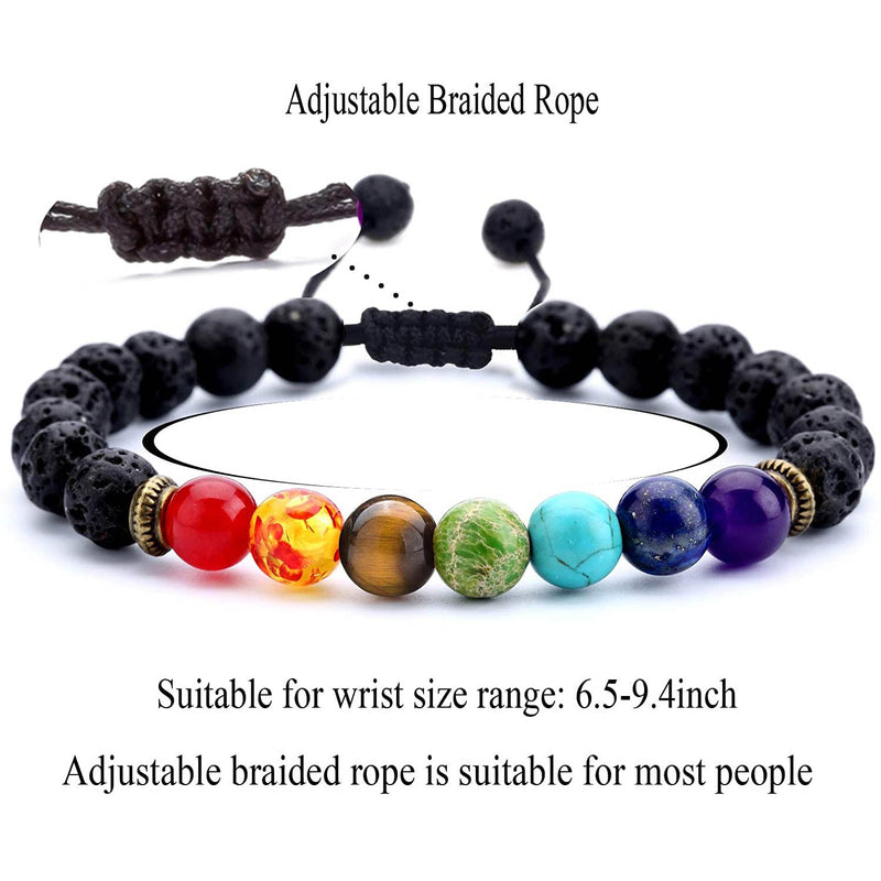 8mm Lava Rock 7 Chakras Braided Bracelet Bracelets - DailySale