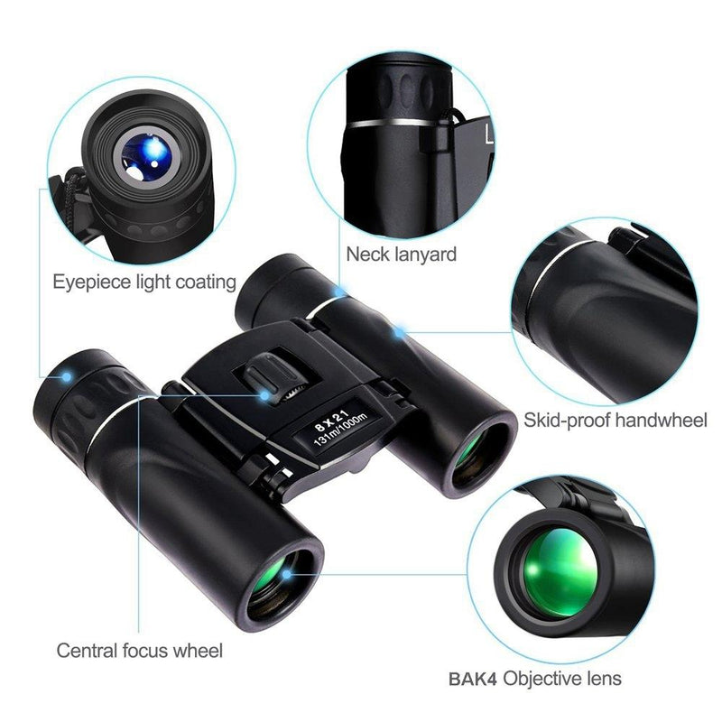 8x21 Small Compact Lightweight Binoculars Sports & Outdoors - DailySale
