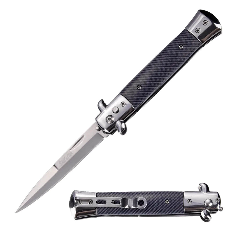 9” Automatic Out-The-Side Knife Tactical Carbon Fiber - DailySale