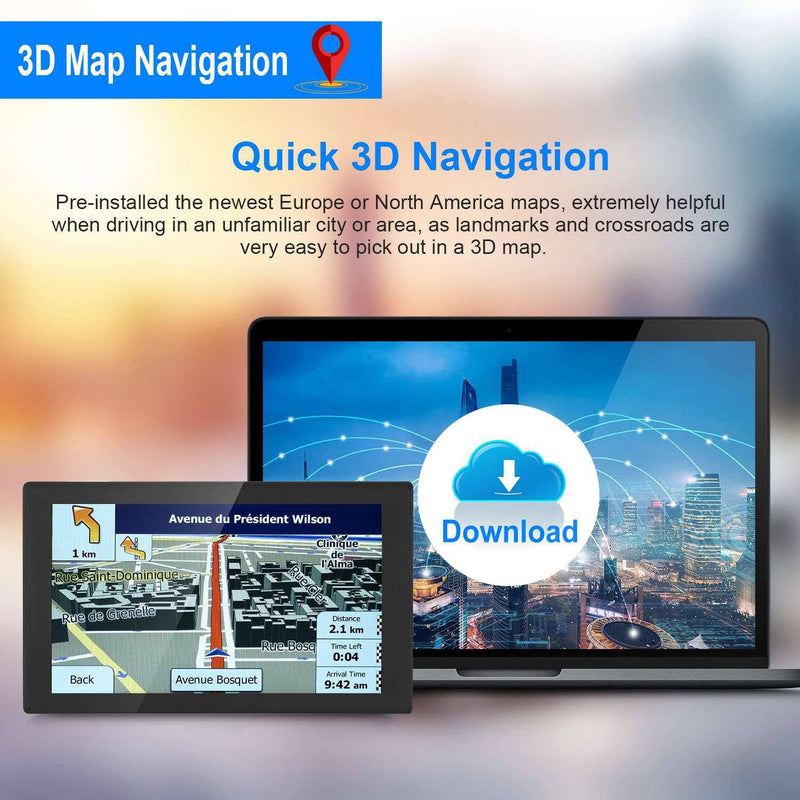 9" Car GPS Navigation - 8GB Touch Screen Vehicle Navigator Automotive - DailySale
