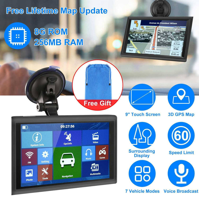 9" Car GPS Navigation - 8GB Touch Screen Vehicle Navigator Automotive - DailySale