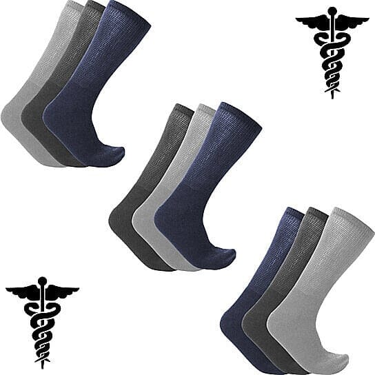 9-Pairs: Physician Approved Health Diabetic Crew Circulatory Socks Wellness Assorted - DailySale