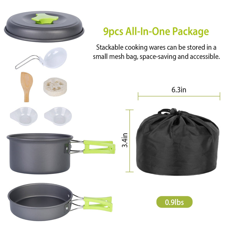 9-Piece: Camping Cookware Set Sports & Outdoors - DailySale