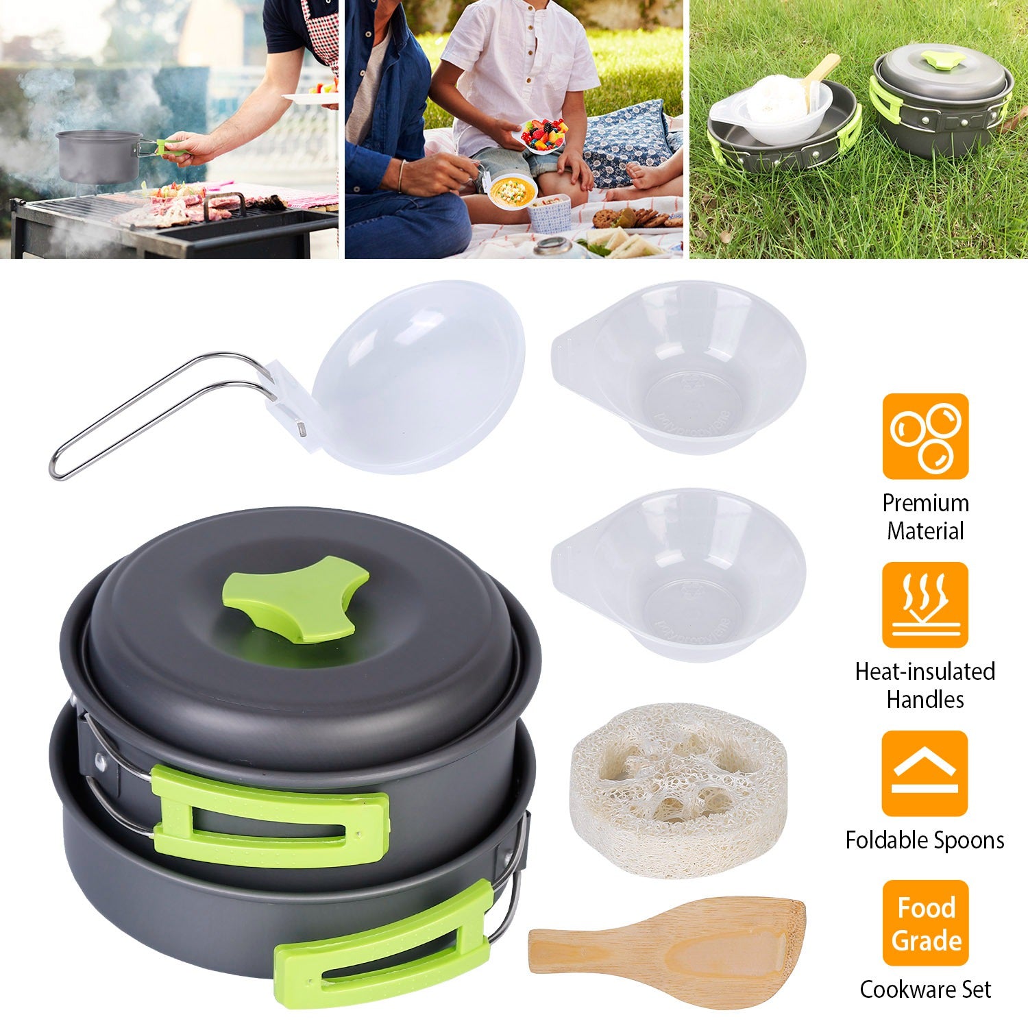 9-Piece: Camping Cookware Set Sports & Outdoors - DailySale