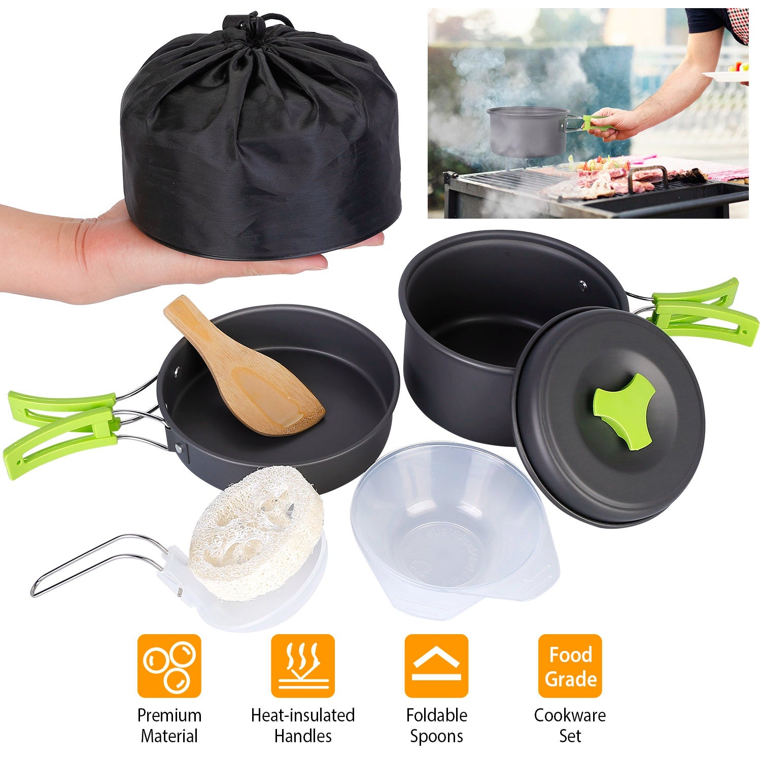 9-Piece: Camping Cookware Set Sports & Outdoors - DailySale