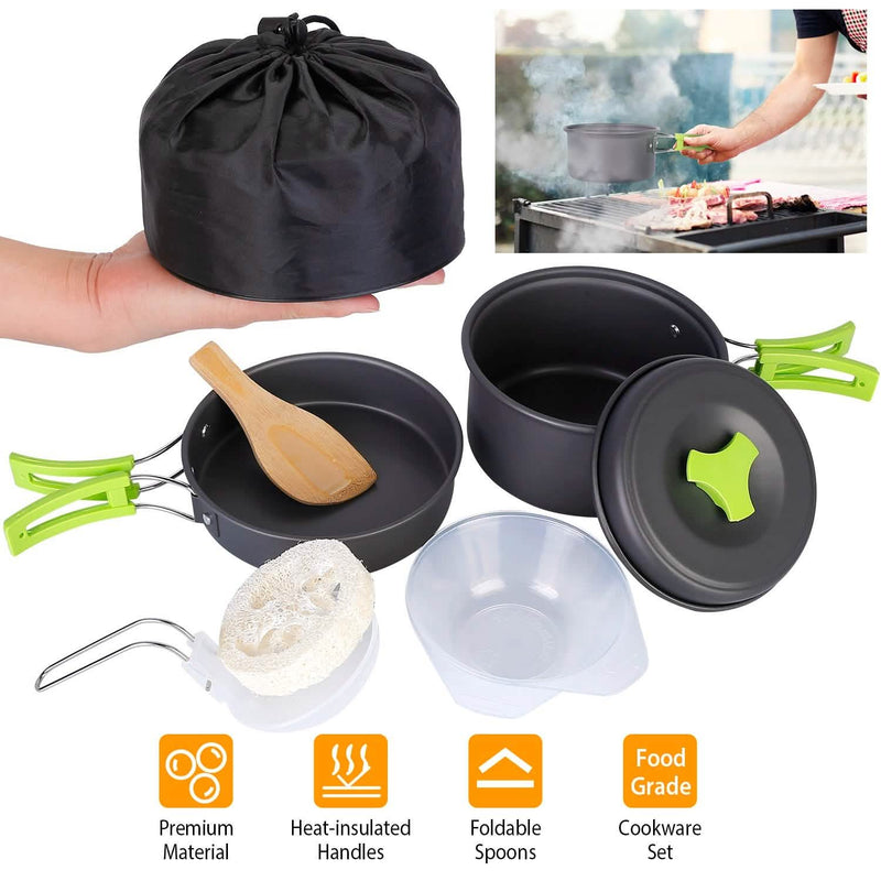 9-Piece: Camping Cookware Set Sports & Outdoors - DailySale