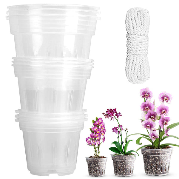 9-Piece: Orchid Pots Clear Reusable Plastic Flower Plant Nursery Planter Garden & Patio - DailySale