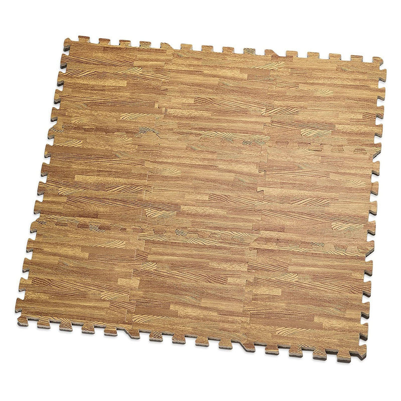 9-Piece Set: HemingWeigh Printed Wood Grain Interlocking Foam Floor Puzzle Mats Home Essentials Light Brown - DailySale