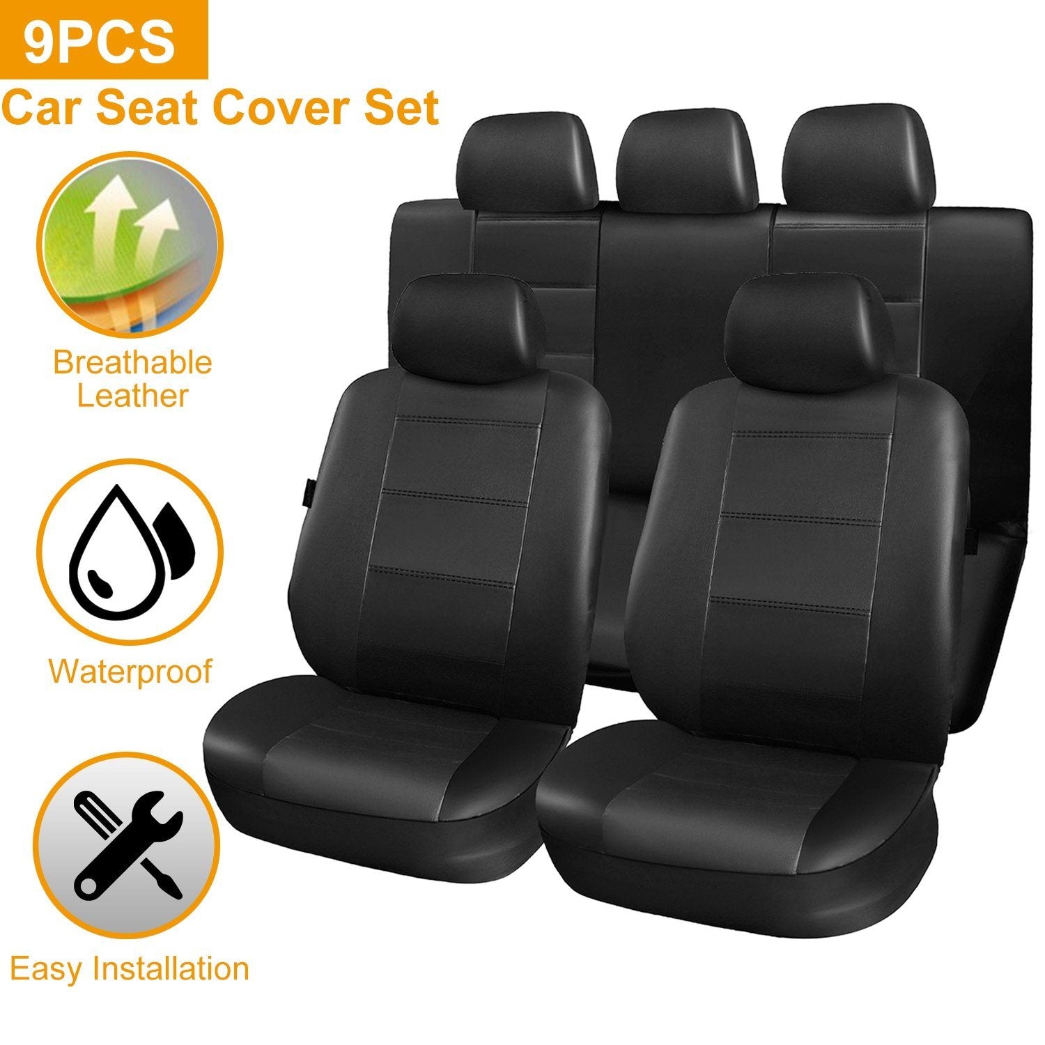 9-Piece Set: PU Leather Car Seat Cover Automotive - DailySale