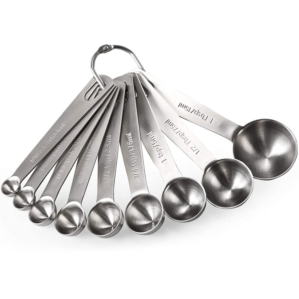 Stainless Steel Measuring Spoons Set, Small Measuring Spoon 1/8 tsp, 1/4 tsp,  3/4tsp, 1/2 tsp, 1 tsp, 1/2 tbsp & 1 tbsp Metal Teaspoon Measure Spoon for  Dry or Liquid Ingredients (7 Pcs) 