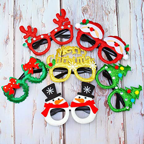 9-Pieces: Christmas Glitter Party Glasses Frame Holiday Decor & Apparel - DailySale