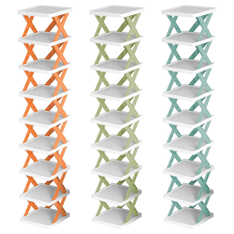 9-Tier Narrow Entryway Shoe Rack Plastic Vertical Shoe Organizer Closet & Storage - DailySale