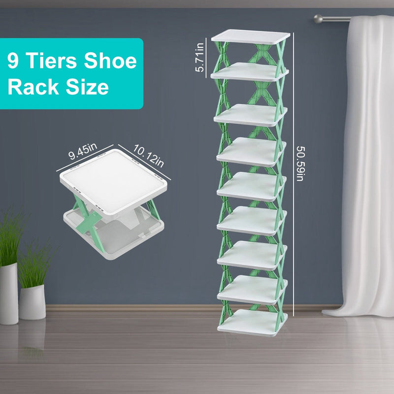 9 Tiers Large Shoe Rack with Transparent Curtain Shoe Storage Dustproof Shoe  Organizer Shoe Tower Durable Metal with Curtain for Living Room Entryway  Bedroom