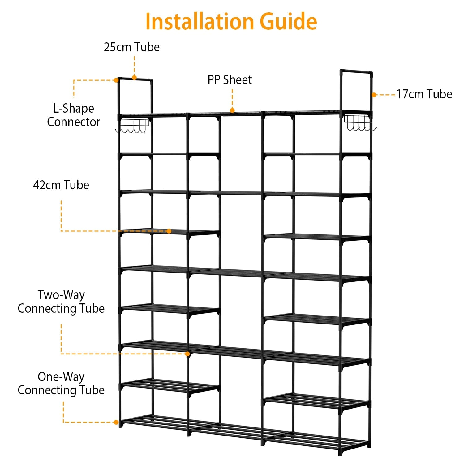 9-Tier: Shoe Rack Metal Storage Closet & Storage - DailySale