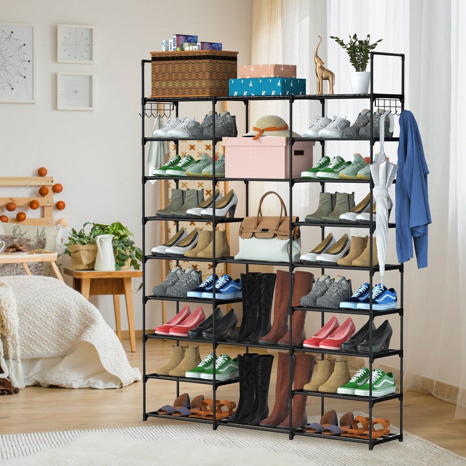 9-Tier: Shoe Rack Metal Storage Closet & Storage - DailySale