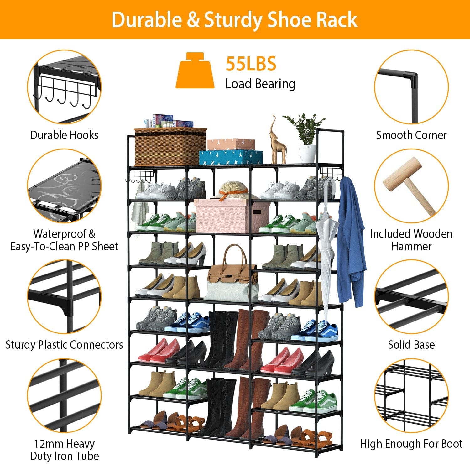 9-Tier: Shoe Rack Metal Storage Closet & Storage - DailySale