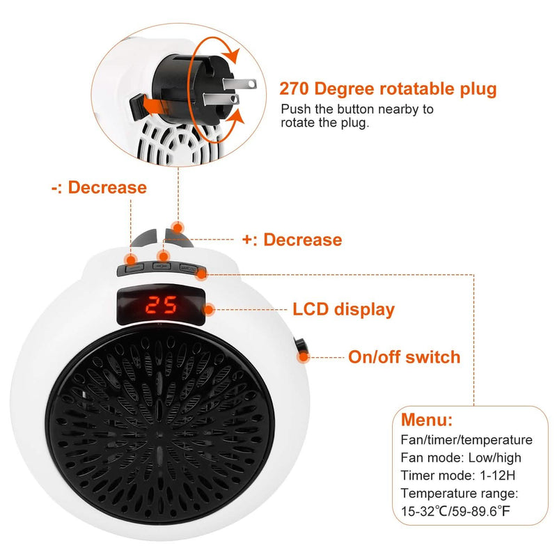 900W Portable Heater Fan with Remote Control Household Appliances - DailySale