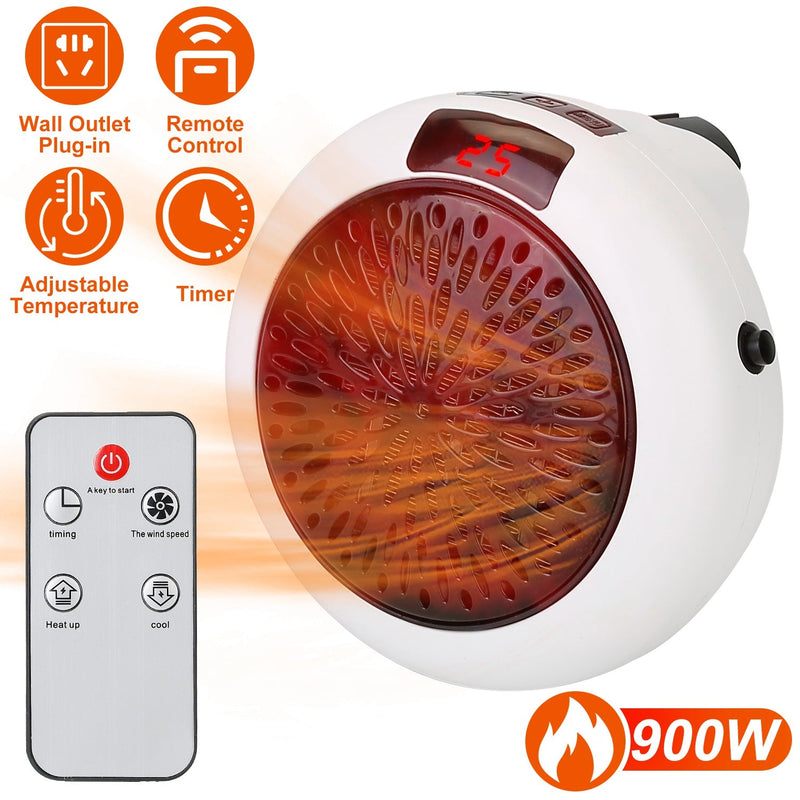 900W Portable Heater Fan with Remote Control Household Appliances - DailySale