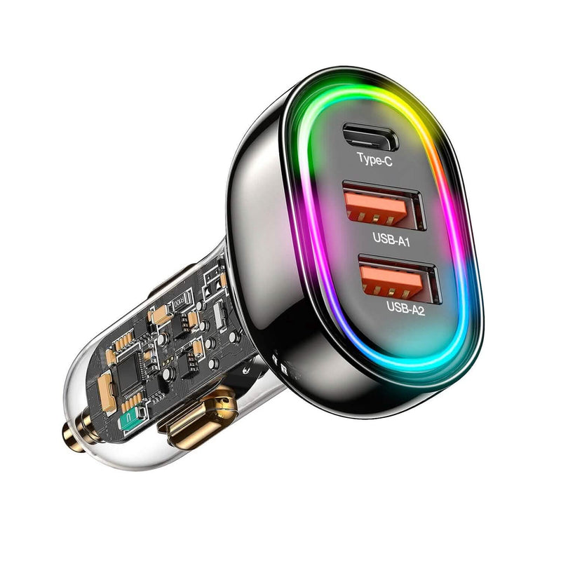 90W 3 Ports Fast Car Charger USB and Type C Automotive - DailySale