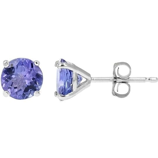 925 Solid Sterling Silver 2.00ct Genuine Tanzanite Round Stud Earrings Earrings - DailySale