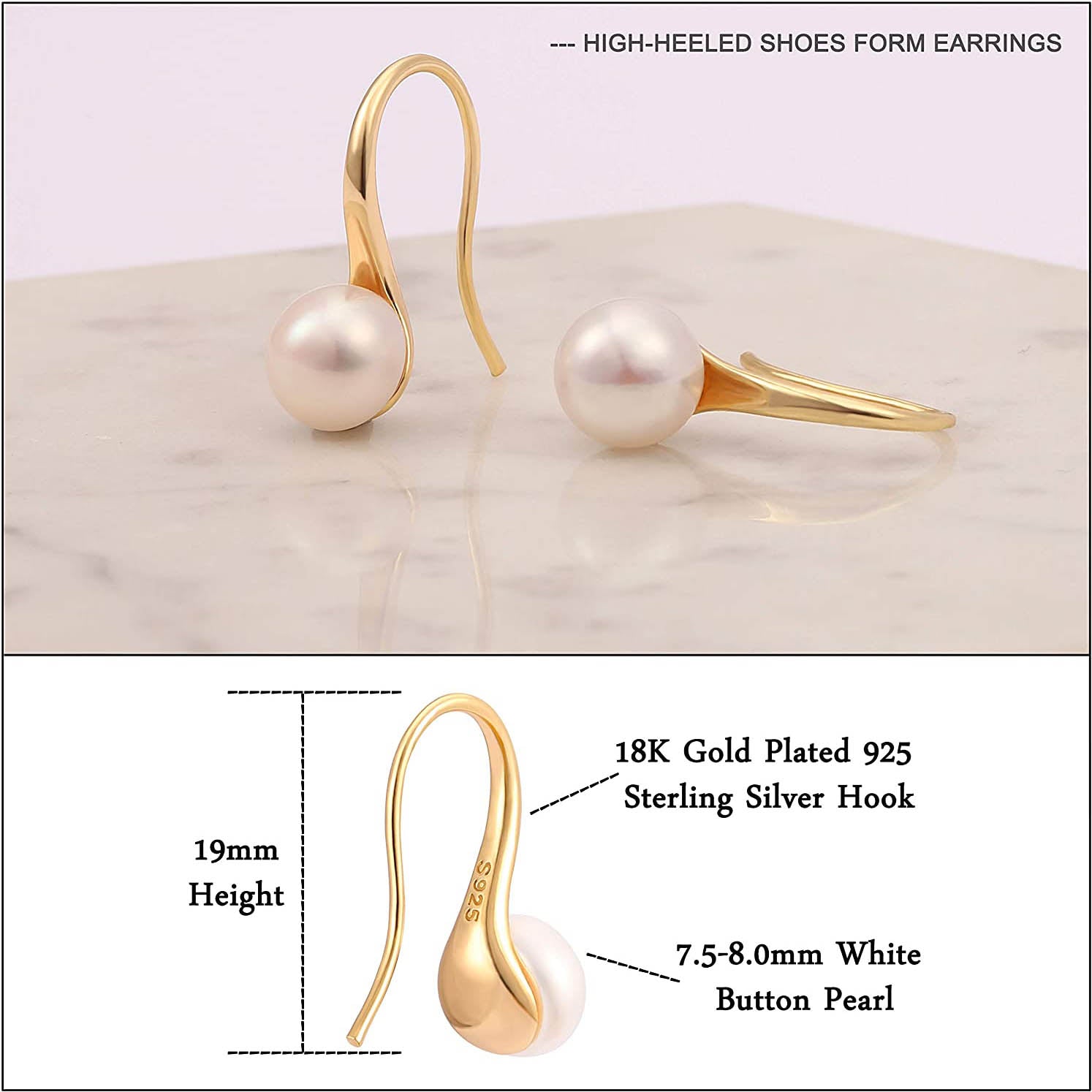 Pearls and gold plated 925 dangle sale Earrings