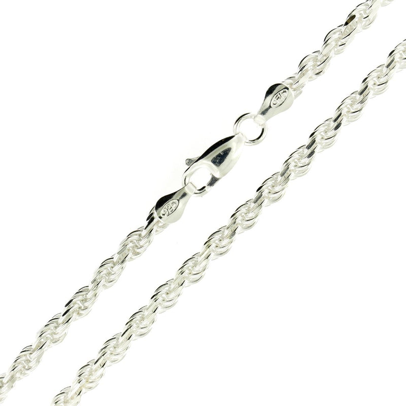 925 Sterling Silver Diamond Cut Rope Chain 1.5mm Jewelry 18" - DailySale