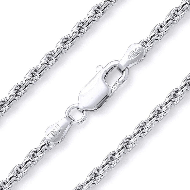 925 Sterling Silver Diamond Cut Rope Chain Necklaces 16" 2.5MM - DailySale