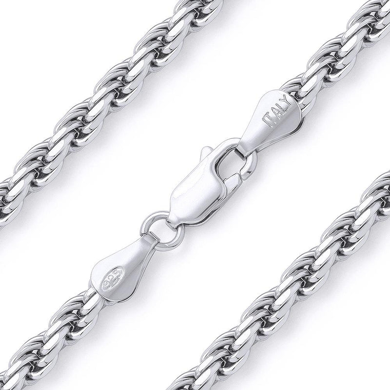 925 Sterling Silver Diamond Cut Rope Chain Necklaces 16" 3MM - DailySale