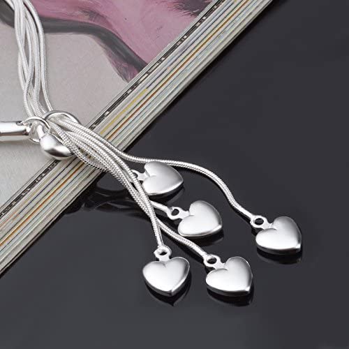 .925 Sterling Silver Five-Line Chain with Five-Heart Bracelet Bracelets - DailySale