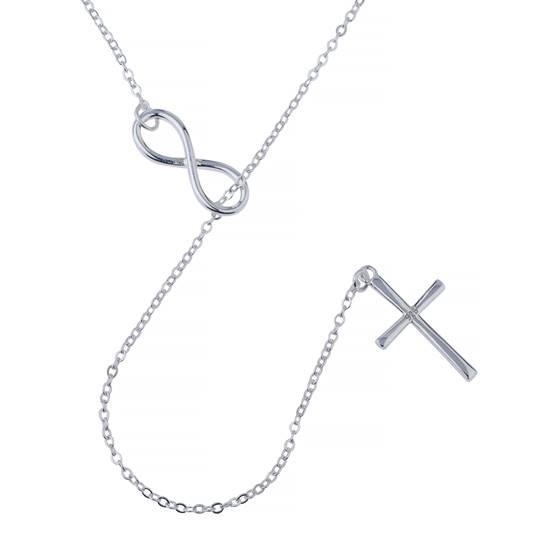 925 Sterling Silver Infinity Cross Necklace Necklaces - DailySale