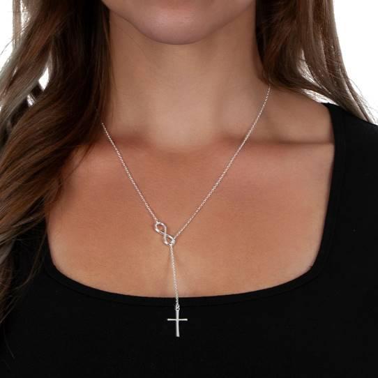 925 Sterling Silver Infinity Cross Necklace Necklaces - DailySale