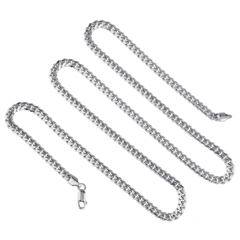 925 Sterling Silver Italian Miami Cuban Curb Link Chain Necklace