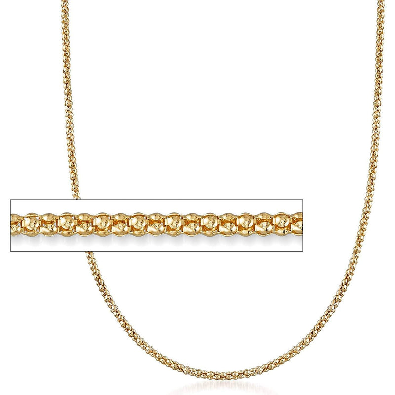 925 Sterling Silver Over 14k Yellow Gold Popcorn Chain Necklaces 16" - DailySale