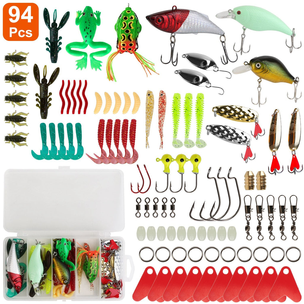 94-Piece: Fishing Lures Kit Soft Plastic Fishing Baits Set