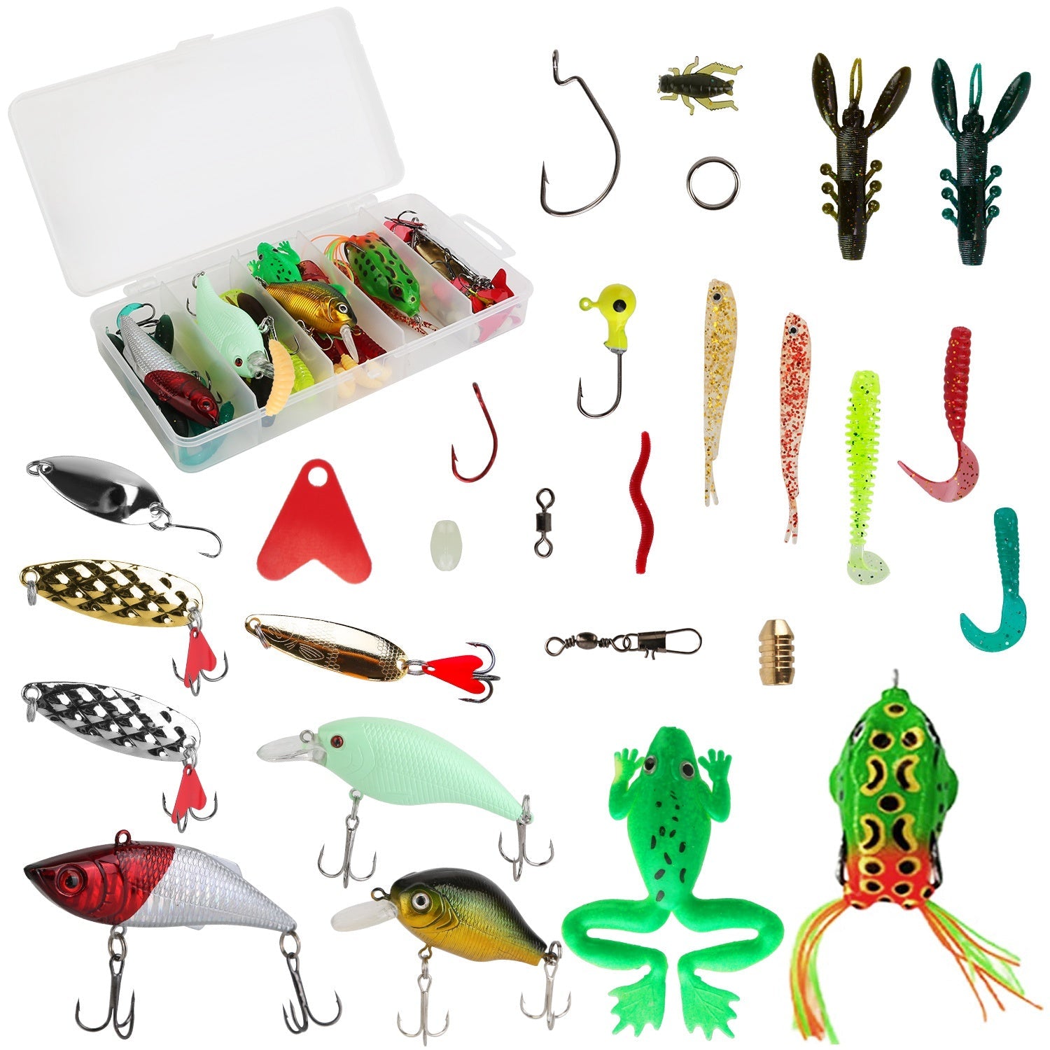 94-Piece: Fishing Lures Kit Soft Plastic Fishing Baits Set Sports & Outdoors - DailySale