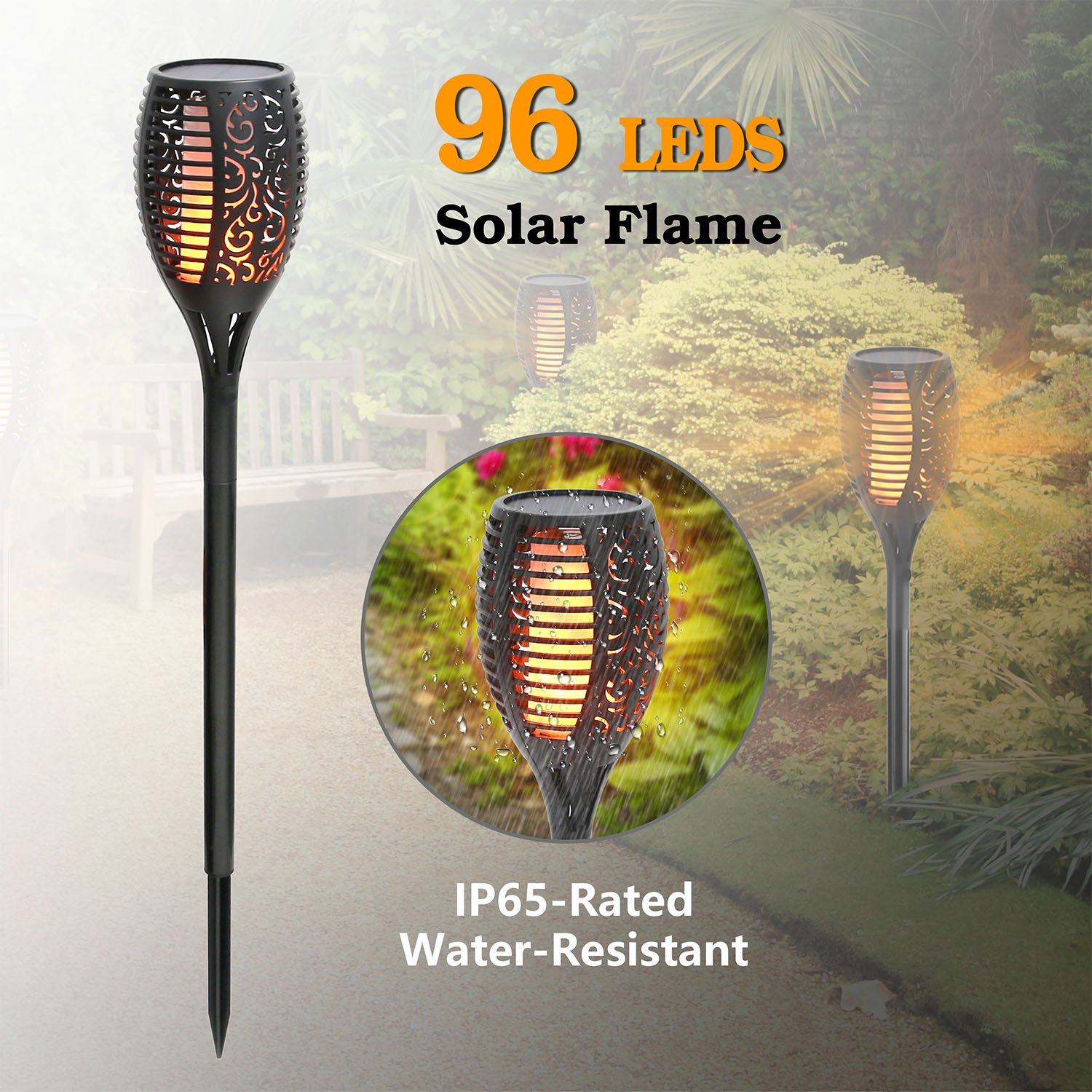 96 LEDs Solar Flame Torch Light Garden & Patio - DailySale