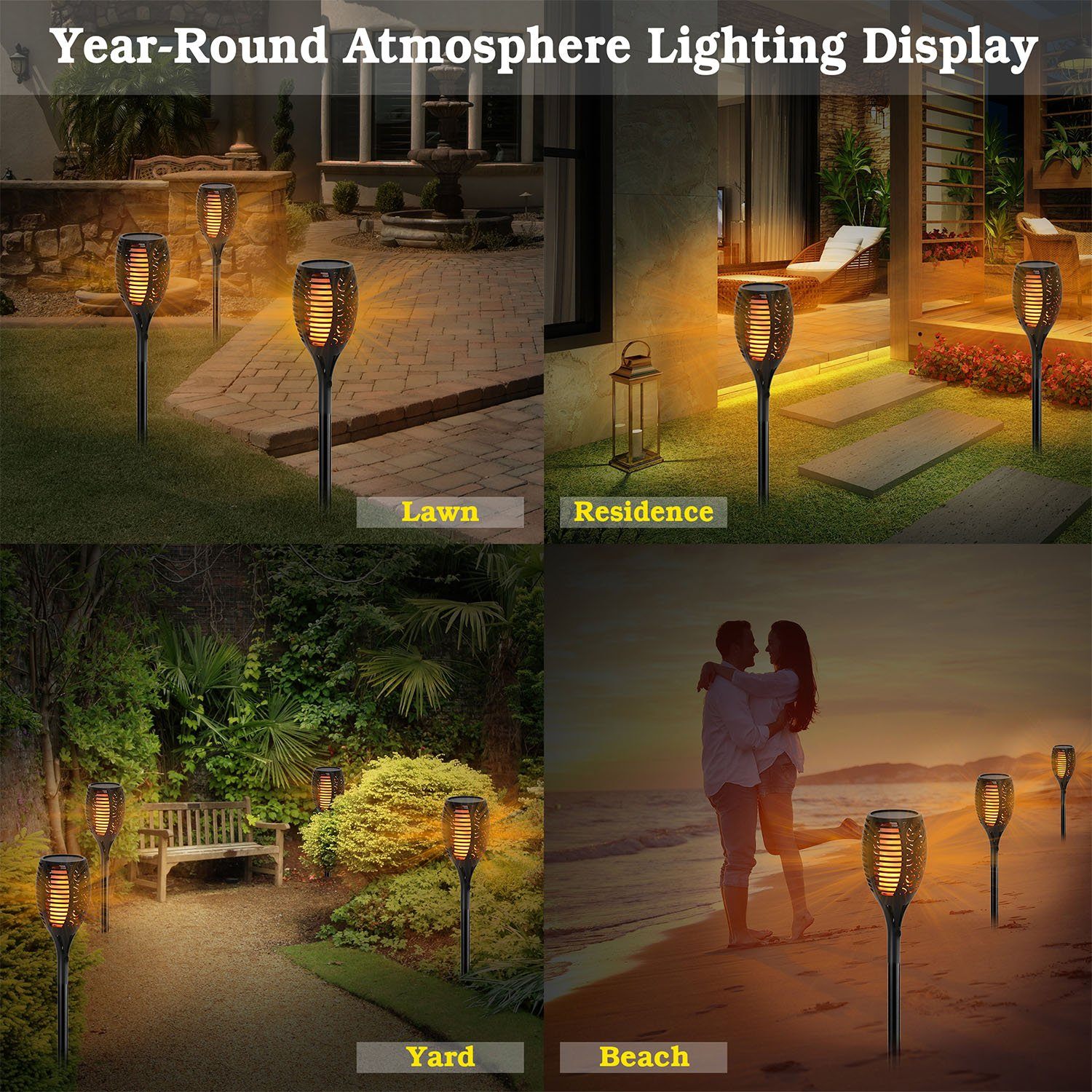 96 LEDs Solar Flame Torch Light Garden & Patio - DailySale