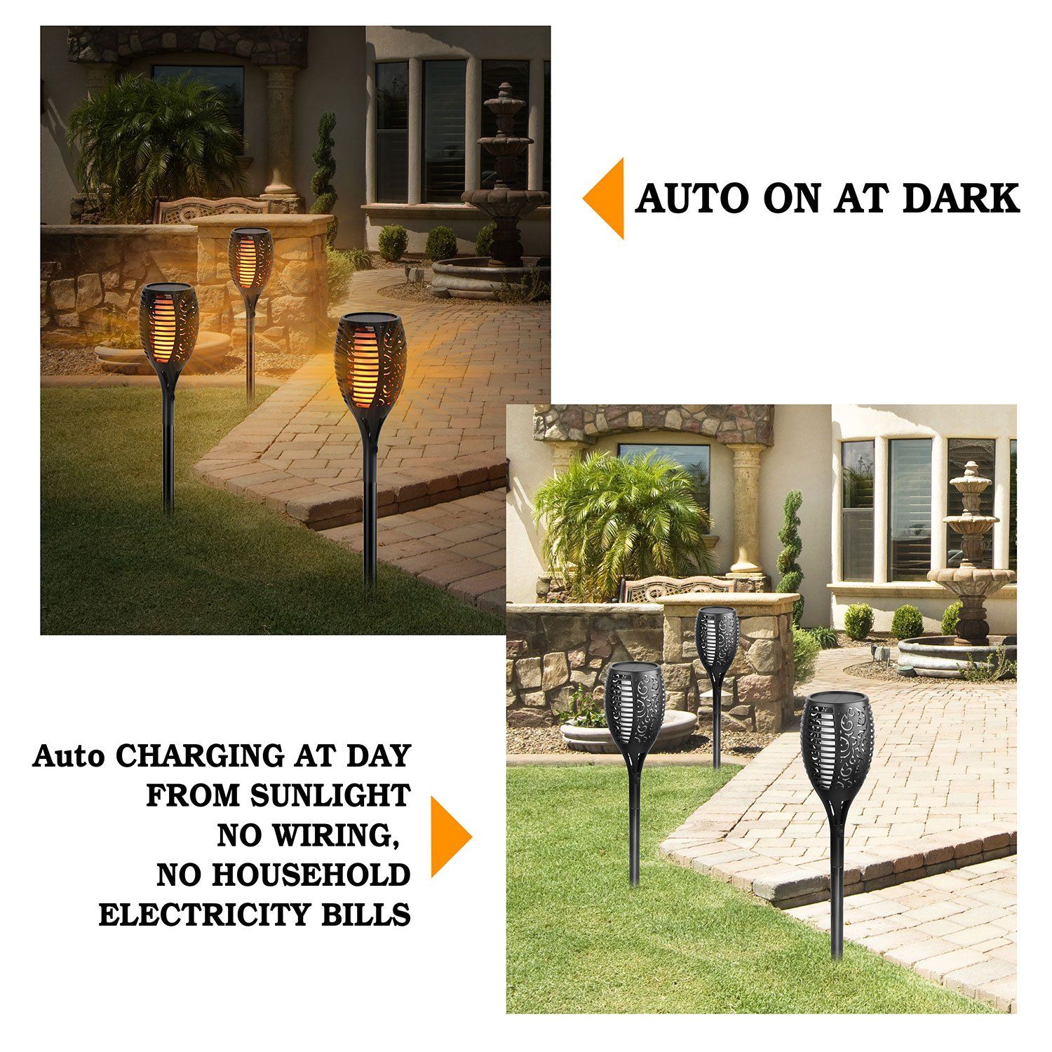 96 LEDs Solar Flame Torch Light Garden & Patio - DailySale