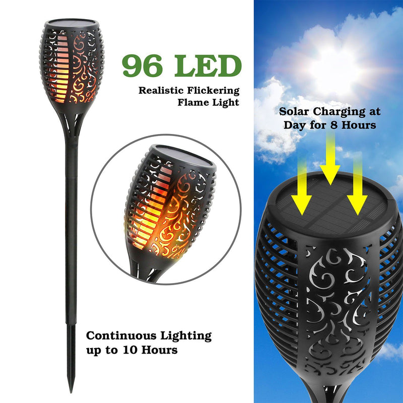 96 LEDs Solar Flame Torch Light Garden & Patio - DailySale