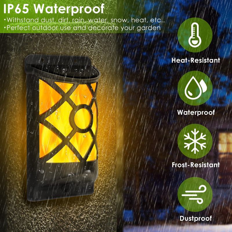 96 LEDs Waterproof Flame Solar Lights Outdoor Outdoor Lighting - DailySale