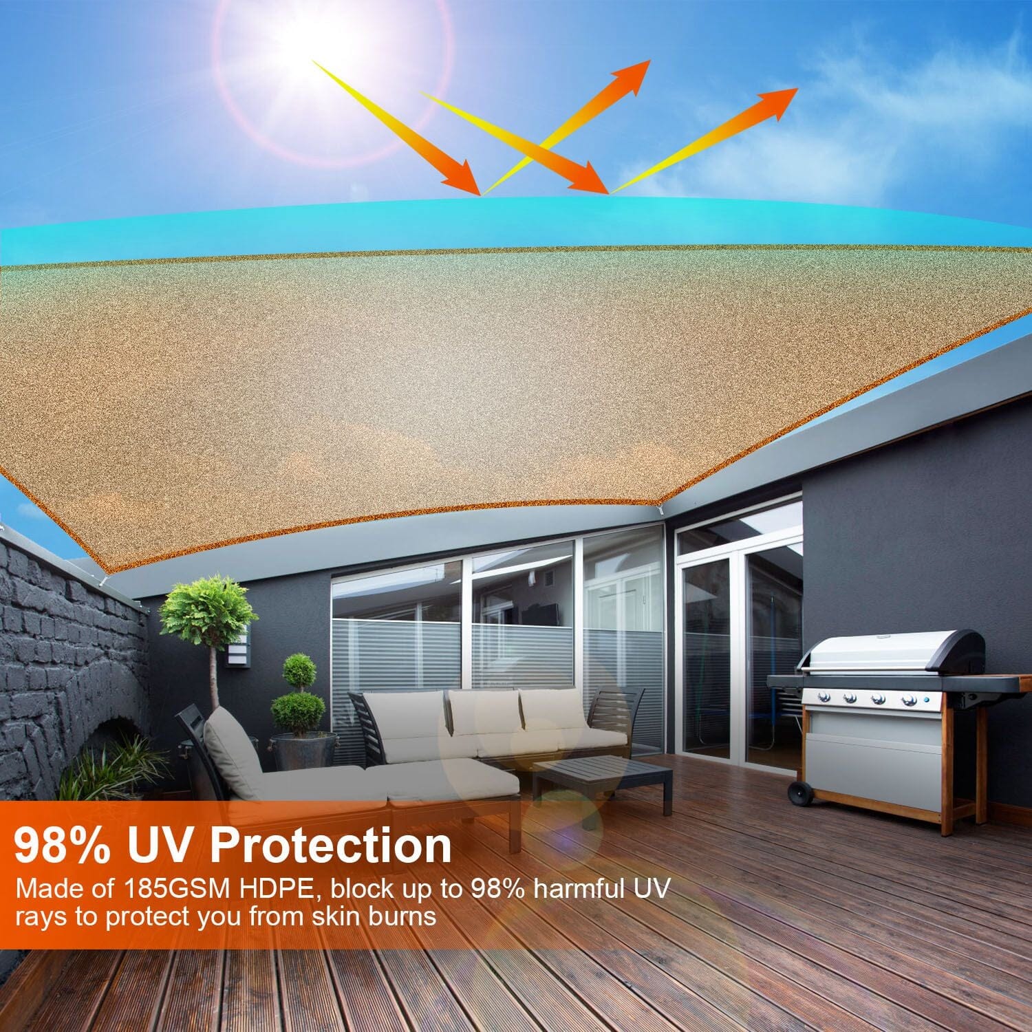 98% UV Block Awning Shelter Rectangle Shade Sails Top Canopy Sports & Outdoors - DailySale