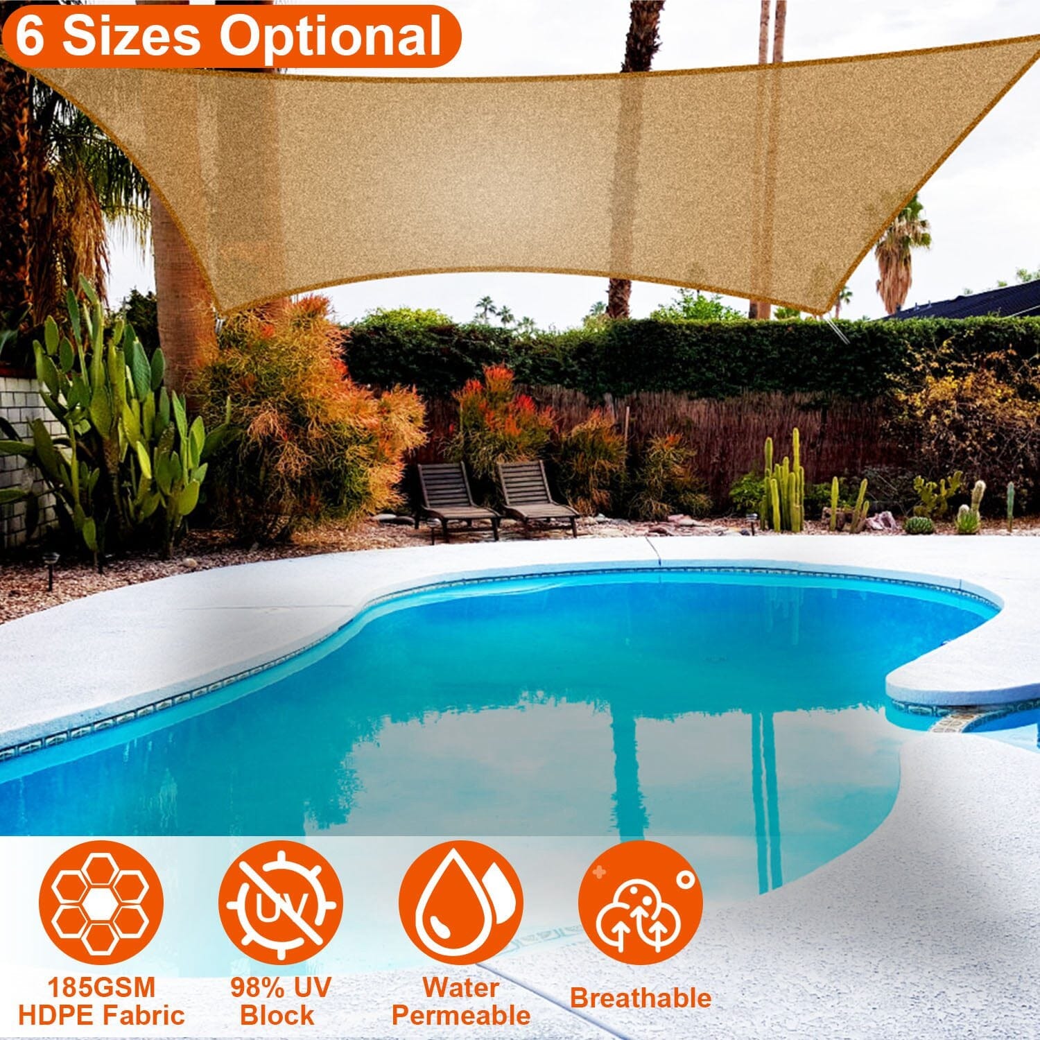 98% UV Block Awning Shelter Rectangle Shade Sails Top Canopy Sports & Outdoors - DailySale