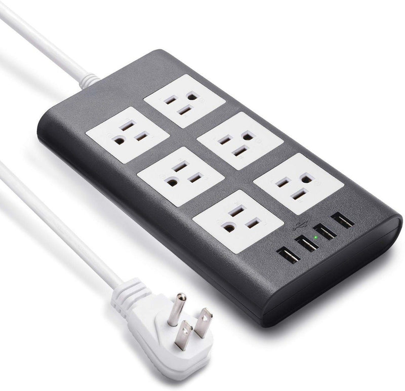 9.8ft USB Power Strip Surge Protector Gadgets & Accessories Black/White - DailySale