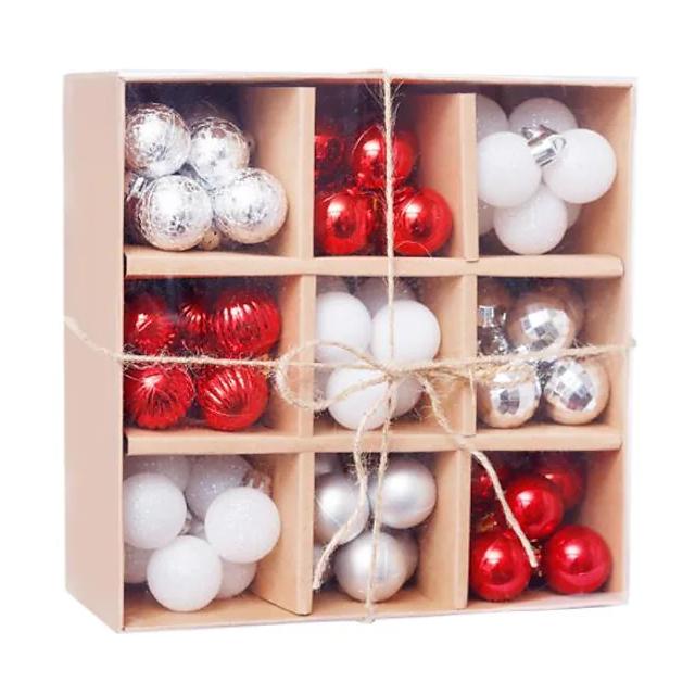 99-Piece: Christmas Balls Ornaments for Christmas Tree Gift Box Set Holiday Decor & Apparel Red/Silver - DailySale