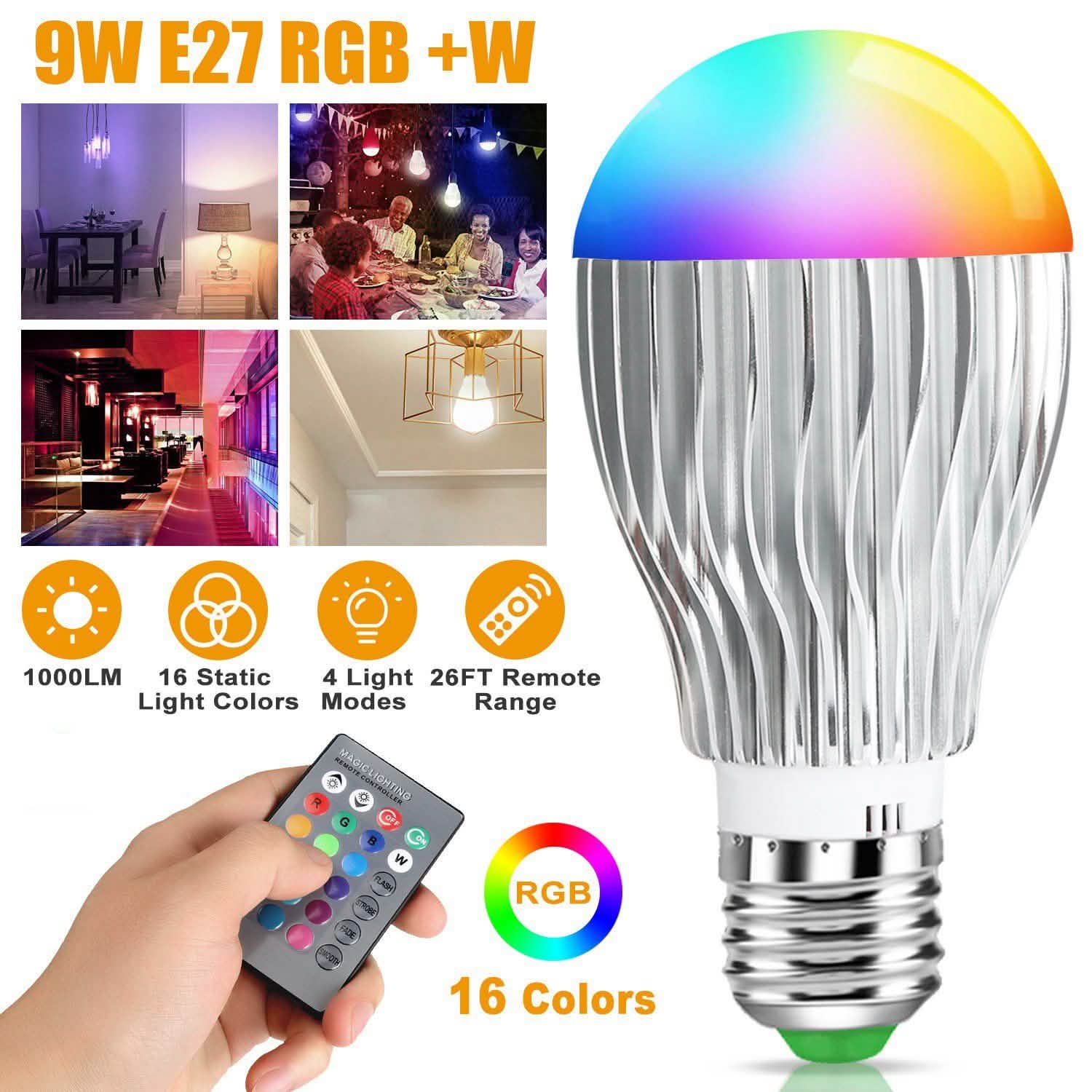 9W LED Light Bulb E27 RGB Lamp Lighting & Decor - DailySale