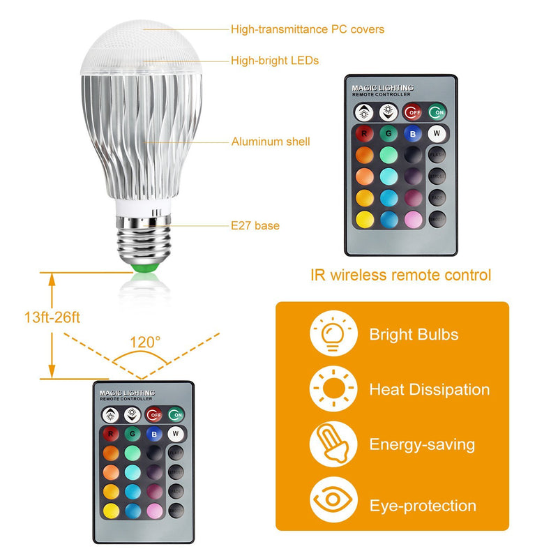 9W LED Light Bulb E27 RGB Lamp Lighting & Decor - DailySale