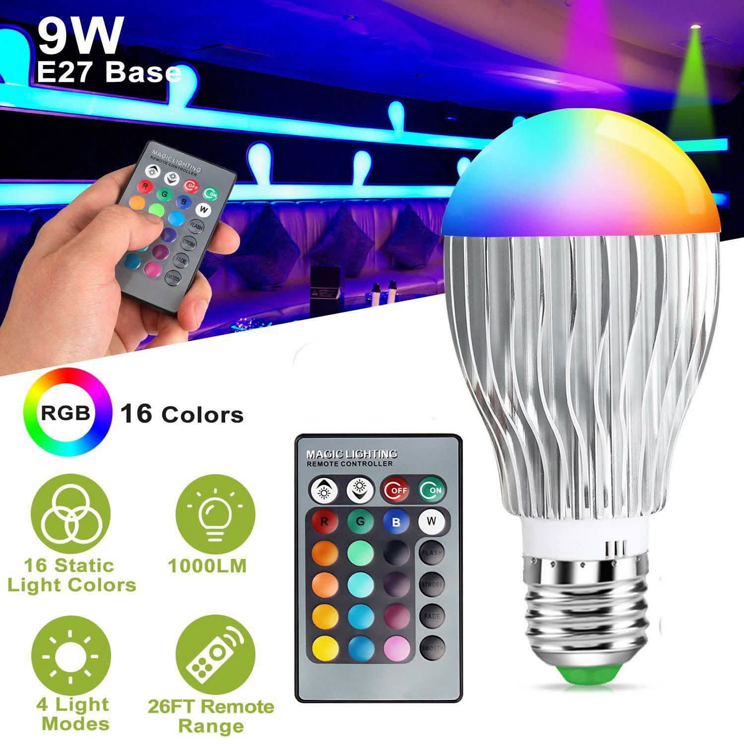 9W LED Light Bulb E27 RGB Lamp Lighting & Decor - DailySale